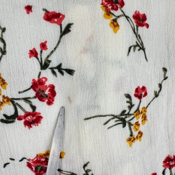 Floral‎ Peasant Peplum Blouse Womens XL White Long Sleeve Boho Cottagecore NWT - Picture 9 of 12